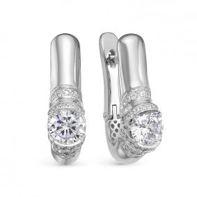 Серьги из белого золота КЮЗ Del'ta Dдф120276рб с фианитом Dдф120276рб фото