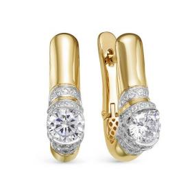 Серьги из лимонного золота КЮЗ Del'ta Dдф120276рл с фианитом Dдф120276рл фото