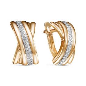 Золотые серьги КЮЗ Del'ta Dдф120329р с фианитом Dдф120329р фото