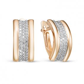 Золотые серьги КЮЗ Del'ta Dдф120361р с фианитом Dдф120361р фото