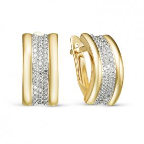 Серьги из лимонного золота КЮЗ Del'ta Dдф120361рл с фианитом Dдф120361рл фото