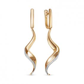 Золотые серьги КЮЗ Del'ta Dдф120368р с фианитом Dдф120368р фото