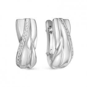 Серьги из белого золота КЮЗ Del'ta Dдф120369рб с фианитом Dдф120369рб фото