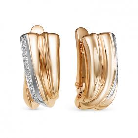 Золотые серьги КЮЗ Del'ta Dдф120370р с фианитом Dдф120370р фото