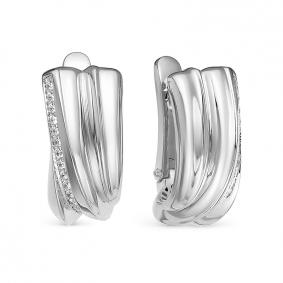 Серьги из белого золота КЮЗ Del'ta Dдф120370рб с фианитом Dдф120370рб фото