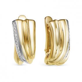 Серьги из лимонного золота КЮЗ Del'ta Dдф120370рл с фианитом Dдф120370рл фото