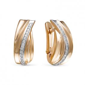 Золотые серьги КЮЗ Del'ta Dдф120380р с фианитом Dдф120380р фото