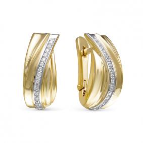 Серьги из лимонного золота КЮЗ Del'ta Dдф120380рл с фианитом Dдф120380рл фото