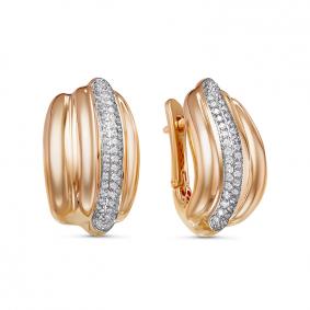 Золотые серьги КЮЗ Del'ta Dдф120409 с фианитом Dдф120409 фото