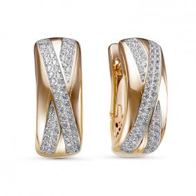 Золотые серьги КЮЗ Del'ta Dдф120416р с фианитом Dдф120416р фото