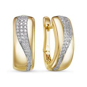 Серьги из лимонного золота КЮЗ Del'ta Dдф120418л с фианитом Dдф120418л фото