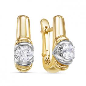 Серьги из лимонного золота КЮЗ Del'ta Dдф120433рл с фианитом Dдф120433рл фото
