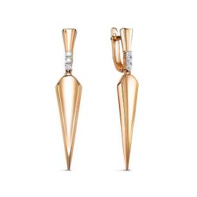 Золотые серьги КЮЗ Del'ta Dдф120443р с фианитом Dдф120443р фото