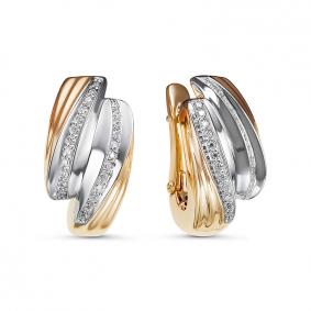 Золотые серьги КЮЗ Del'ta Dдф120485р с фианитом Dдф120485р фото