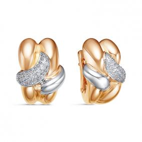 Золотые серьги КЮЗ Del'ta Dдф120489р с фианитом Dдф120489р фото