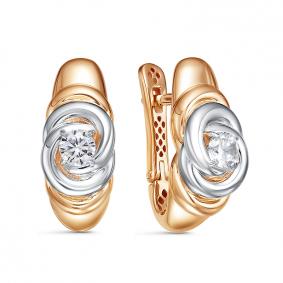 Золотые серьги КЮЗ Del'ta Dдф120492р с фианитом Dдф120492р фото