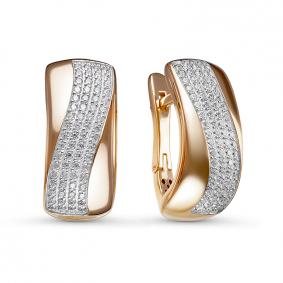 Золотые серьги КЮЗ Del'ta Dдф120494р с фианитом Dдф120494р фото