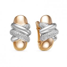 Золотые серьги КЮЗ Del'ta Dдф120519р с фианитом Dдф120519р фото