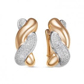 Золотые серьги КЮЗ Del'ta Dдф120524р с фианитом Dдф120524р фото