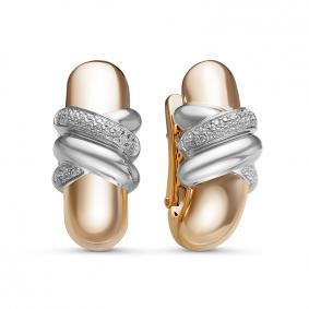 Золотые серьги КЮЗ Del'ta Dдф120526р с фианитом Dдф120526р фото