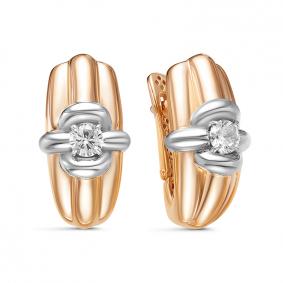 Золотые серьги КЮЗ Del'ta Dдф120547р с фианитом Dдф120547р фото