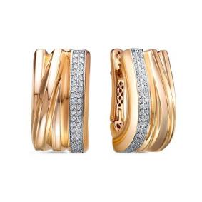 Золотые серьги КЮЗ Del'ta Dдф120553р с фианитом Dдф120553р фото