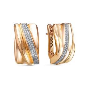 Золотые серьги КЮЗ Del'ta Dдф120554р с фианитом Dдф120554р фото