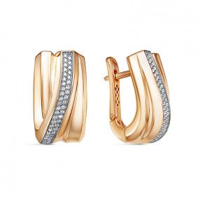 Золотые серьги КЮЗ Del'ta Dдф120555р с фианитом Dдф120555р фото