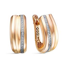 Золотые серьги КЮЗ Del'ta Dдф120556р с фианитом Dдф120556р фото