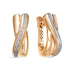 Золотые серьги КЮЗ Del'ta Dдф120557р с фианитом Dдф120557р фото