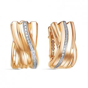 Золотые серьги КЮЗ Del'ta Dдф120558р с фианитом Dдф120558р фото