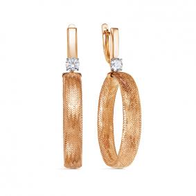 Золотые серьги КЮЗ Del'ta Dдф120574р с фианитом Dдф120574р фото