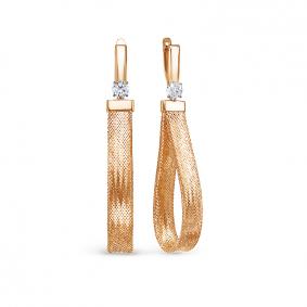 Золотые серьги КЮЗ Del'ta Dдф120575р с фианитом Dдф120575р фото