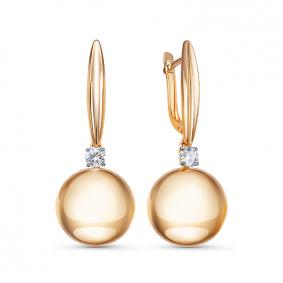 Золотые серьги КЮЗ Del'ta Dдф120592р с фианитом Dдф120592р фото