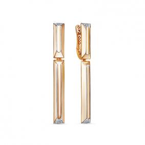 Золотые серьги КЮЗ Del'ta Dдф120601р с фианитом Dдф120601р фото