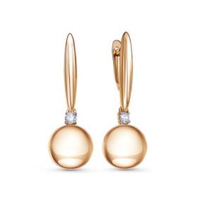 Золотые серьги КЮЗ Del'ta Dдф120619р с фианитом Dдф120619р фото