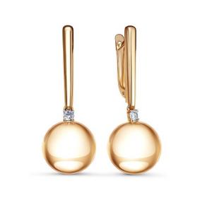 Золотые серьги КЮЗ Del'ta Dдф120625р с фианитом Dдф120625р фото