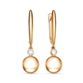 Золотые серьги КЮЗ Del'ta Dдф120638р с фианитом Dдф120638р фото