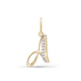 Подвеска-буква А из лимонного золота КЮЗ Del'ta с фианитом Dл030723 Dл030723 фото