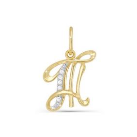 Золотая подвеска-буква Т КЮЗ Del'ta с фианитом Dл030726 Dл030726 фото