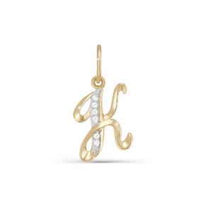 Подвеска-буква К из лимонного золота КЮЗ Del'ta с фианитом Dл030729 Dл030729 фото