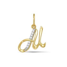 Подвеска-буква М из лимонного золота КЮЗ Del'ta с фианитом Dл030733 Dл030733 фото