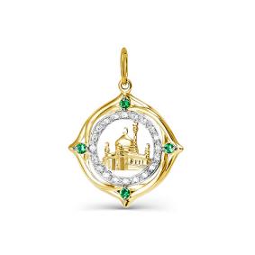 Золотая подвеска КЮЗ Del'ta Dл031706 с фианитом и кварцем Dл031706 фото