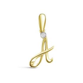 Подвеска-буква А из лимонного золота КЮЗ Del'ta с фианитом Dл034228 Dл034228 фото