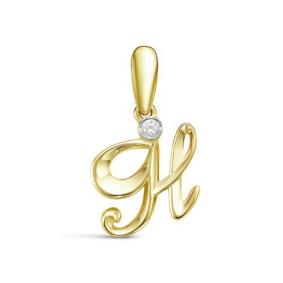 Подвеска-буква Н из лимонного золота КЮЗ Del'ta с фианитом Dл034235 Dл034235 фото