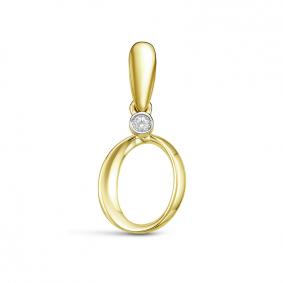 Подвеска-буква О из лимонного золота КЮЗ Del'ta с фианитом Dл034236 Dл034236 фото