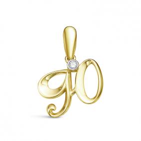 Золотая подвеска-буква Ю КЮЗ Del'ta с фианитом Dл034241 Dл034241 фото