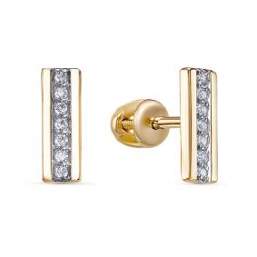 Серьги из лимонного золота КЮЗ Del'ta Dл0500985 с фианитом Dл0500985 фото
