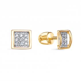 Золотые серьги КЮЗ Del'ta Dл0504250 с фианитом Dл0504250 фото