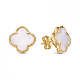 Золотые серьги КЮЗ Del'ta Dл0504989 с перламутром Dл0504989 фото